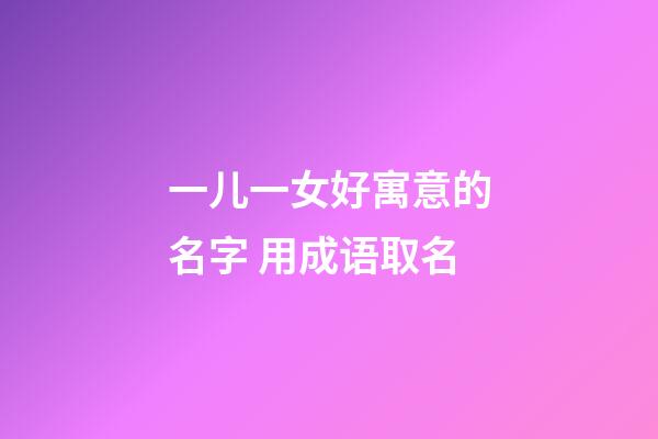 一儿一女好寓意的名字 用成语取名